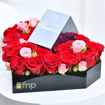 Luxurious Chopard Decorated Box with Red Roses and Wish Perfume