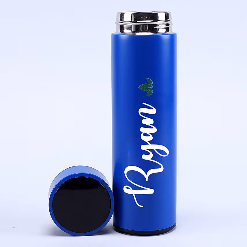 Personalised Blue LED Temperature Bottle