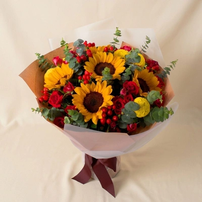 Yellow and Red Floral Energy Bouquet