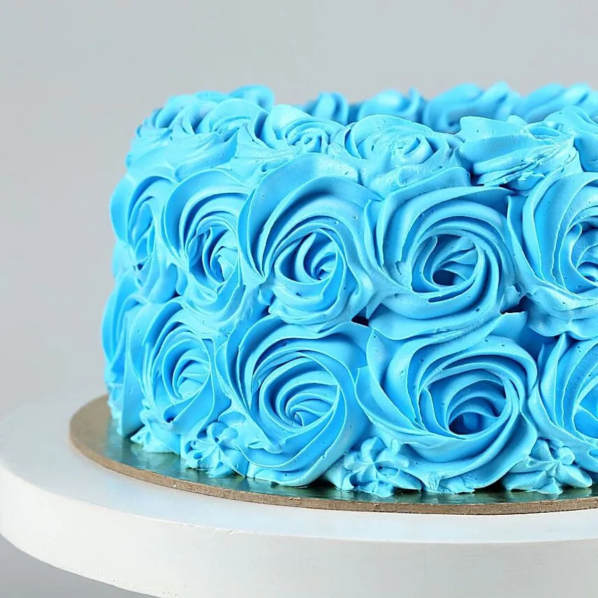 Blue Roses Photo Chocolate Cake 1.5 Kg