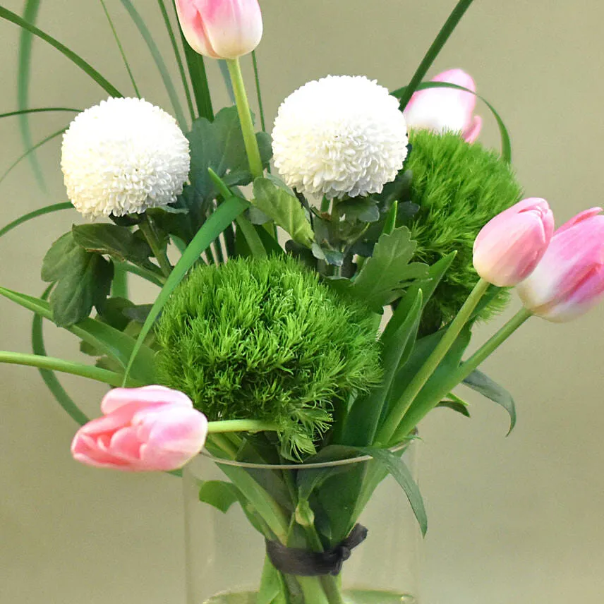 Pink Tulip Cylindrical Vase