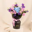 Purple Rose with Blue Hydrangea in Elegant Sleeve