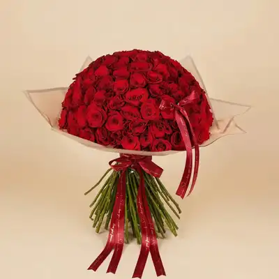 Luxurious 99 Red Roses Bouquet with Elegant Ribbons