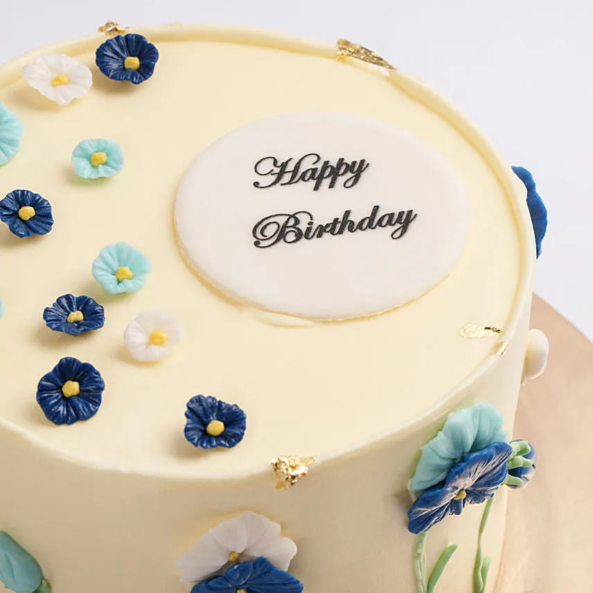Delphinium Bloom Birthday Red Velvet Cake