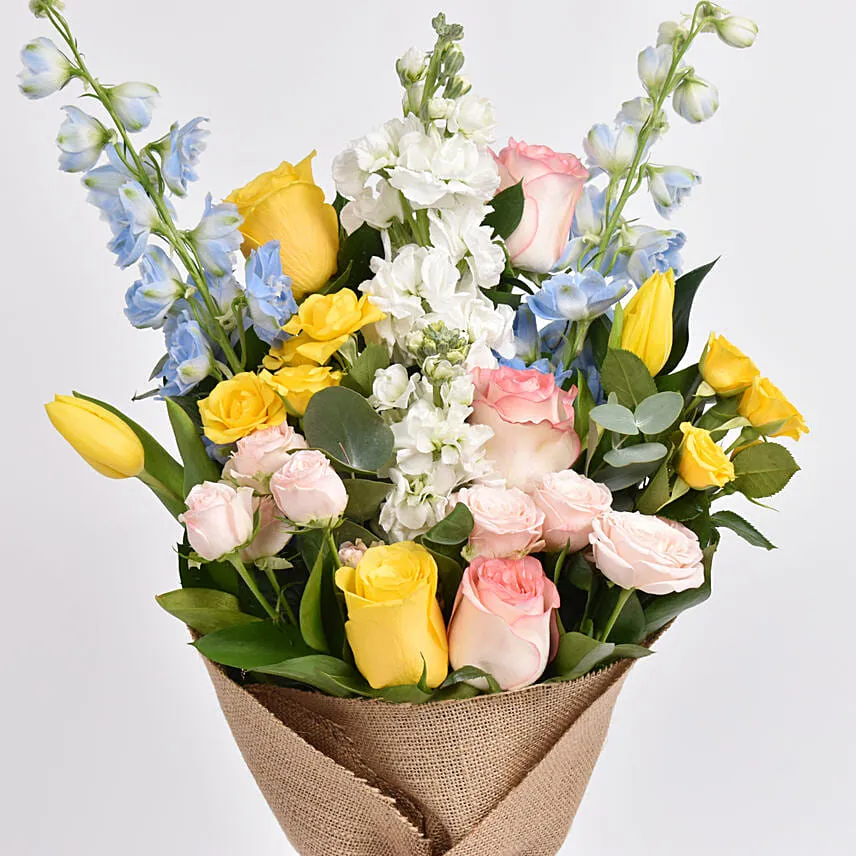 Rustic Pastel Garden Flower Bouquet