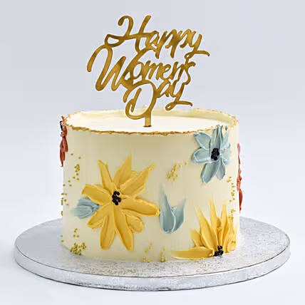 Womens Day Special Red Velvet Floral Cake