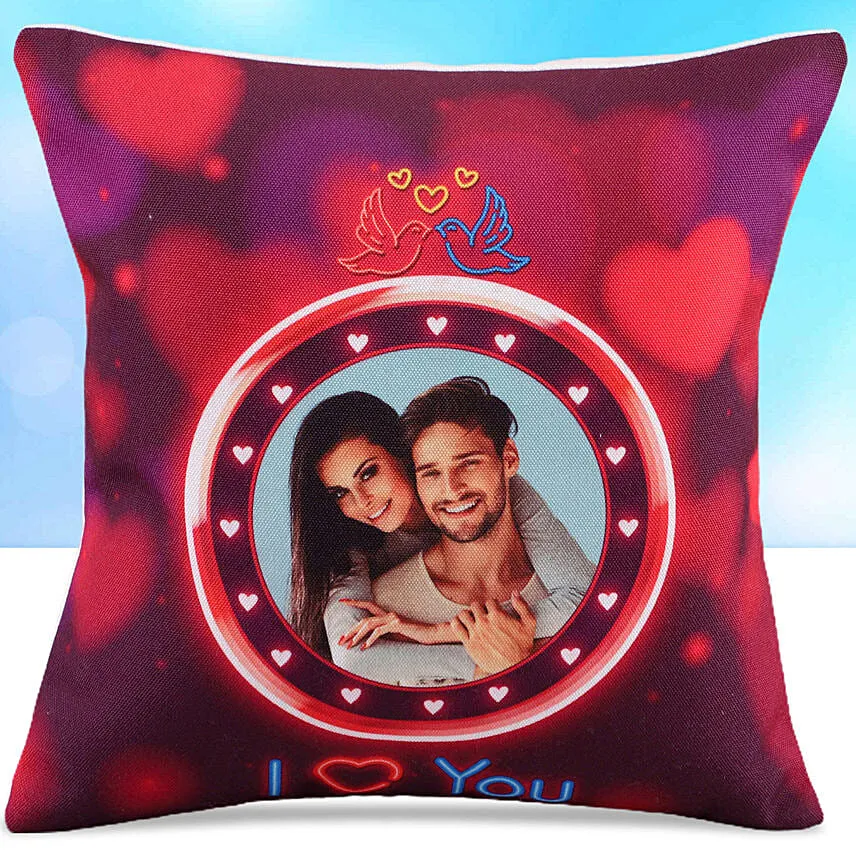Personalised Led Cushion With Teddy Bear