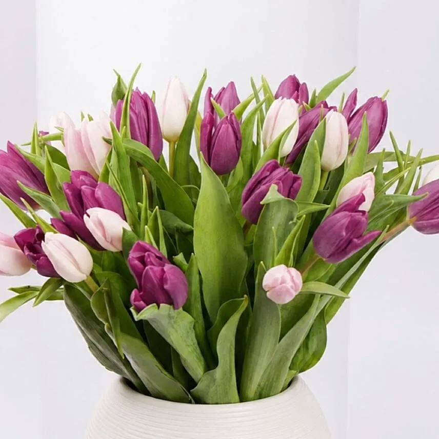 Mix Tulips in Premium Vase
