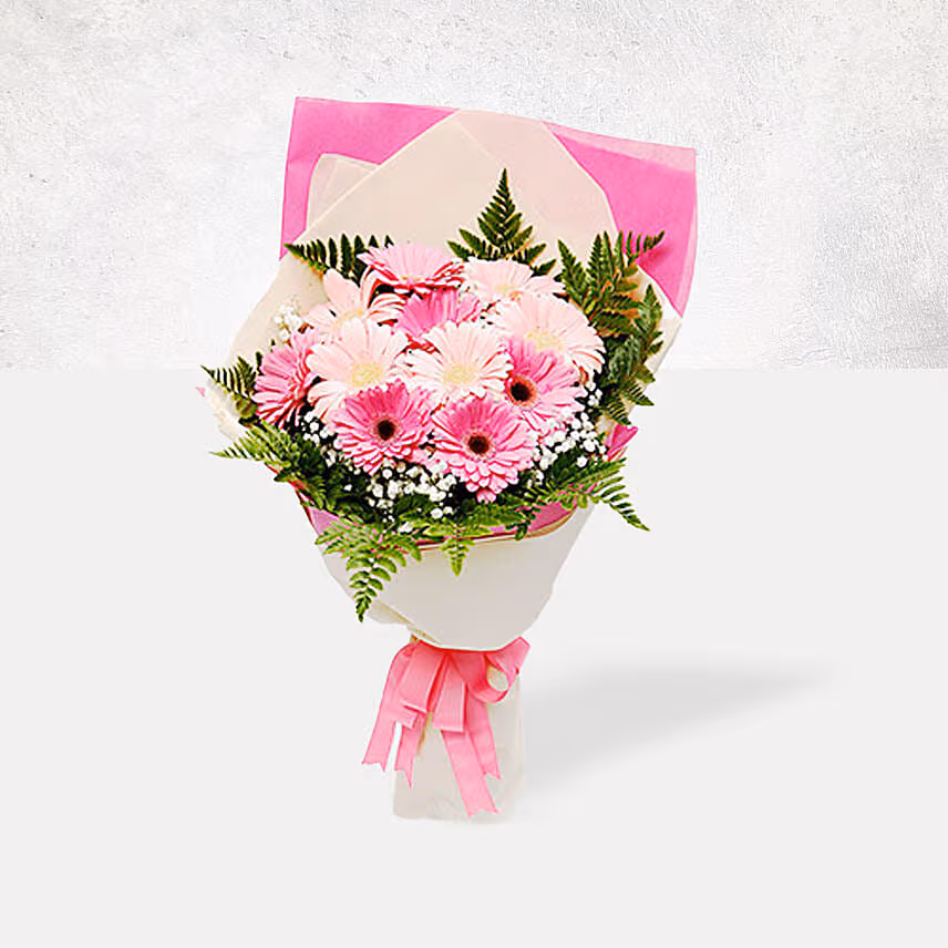 Chocolate Brownie Cake & Pink Gerbera Bouquet