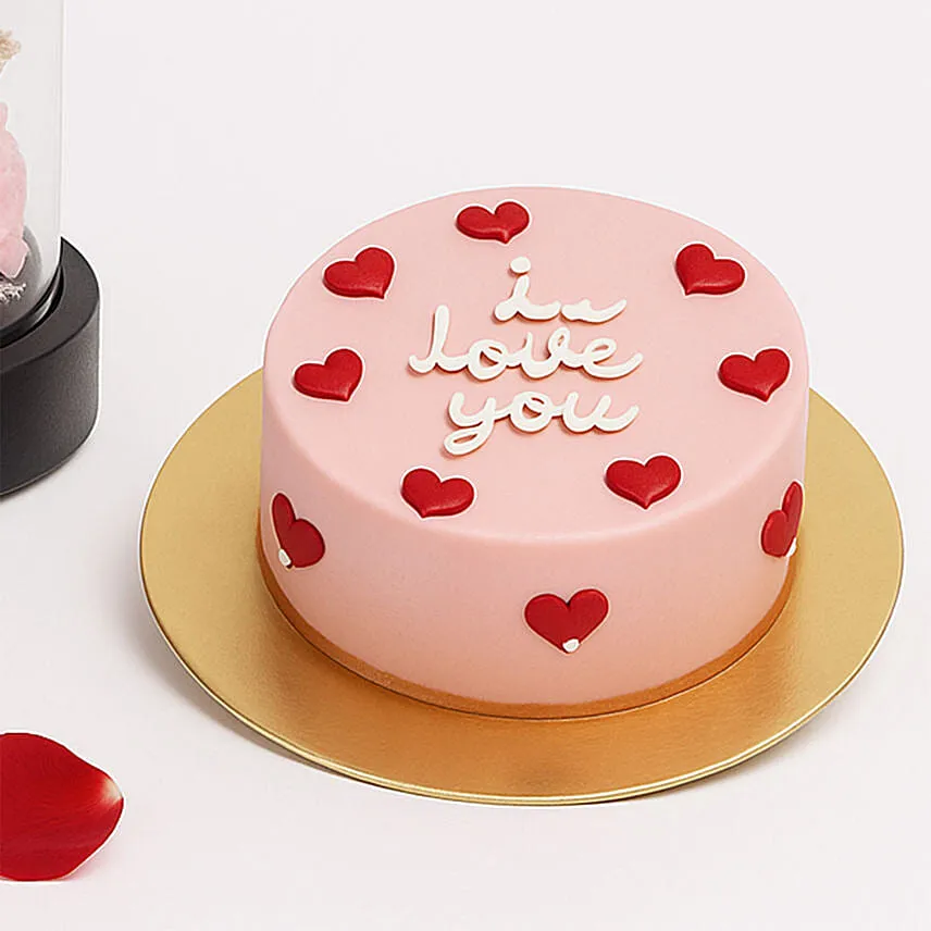 Forever Rose & teddy Dome with Cake