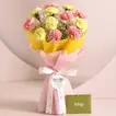 Celestial Moments Carnations Bouquet: A Blissful Symphony of Pink and Yellow