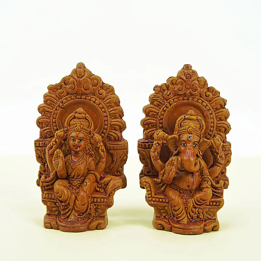 Laxmi n Ganesha Idols Brown Color