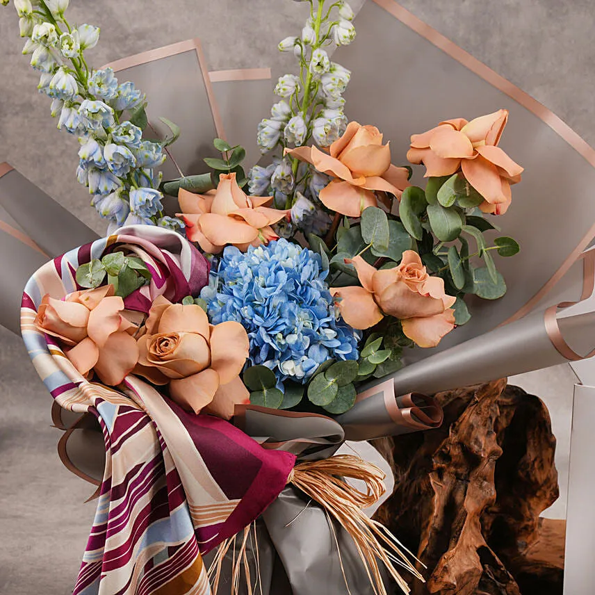 The Palm Scarf By Lumena Maison With Bouquet