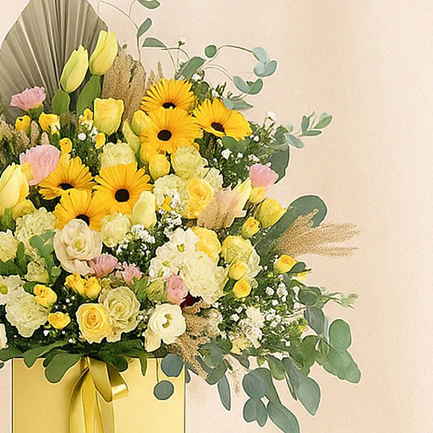 Graceful Mixed Flowers Golden Stand