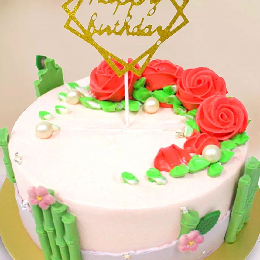 Vanilla Raspberry Money Pulling Cake