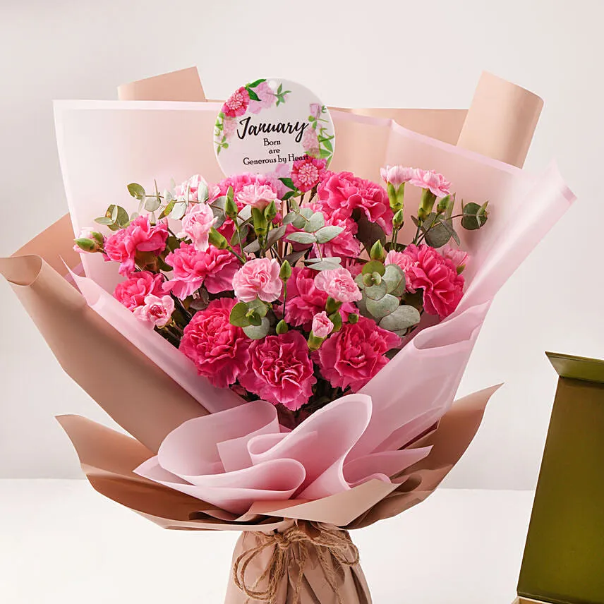 Birthday Wish Carnation Bouquet And Sweet Box