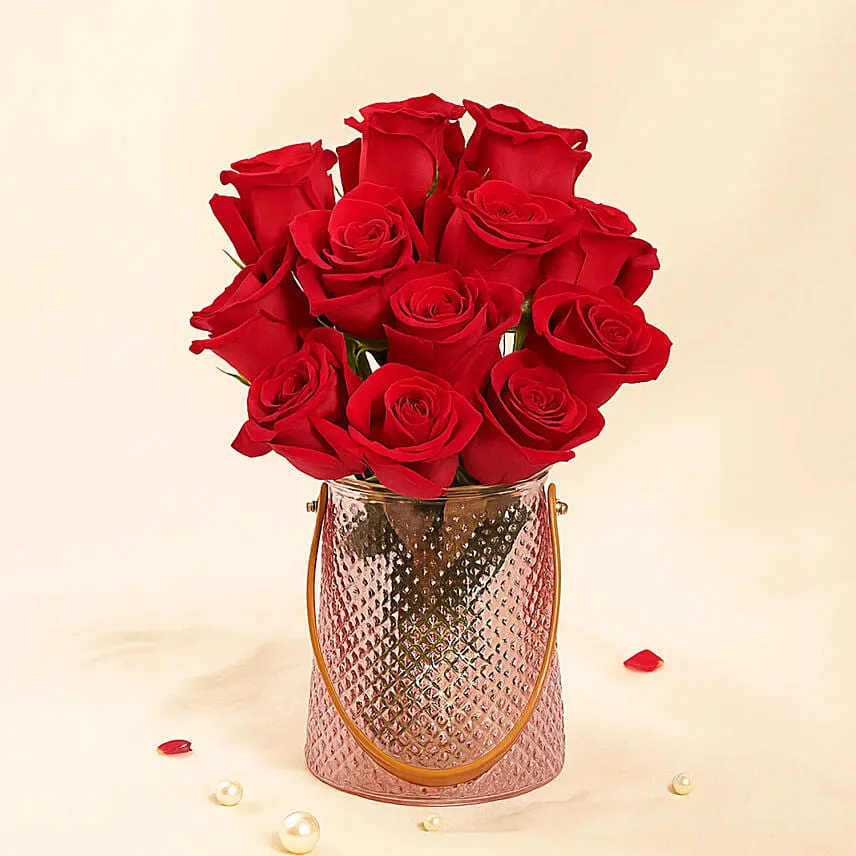 Valentines Roses Elegance Vase