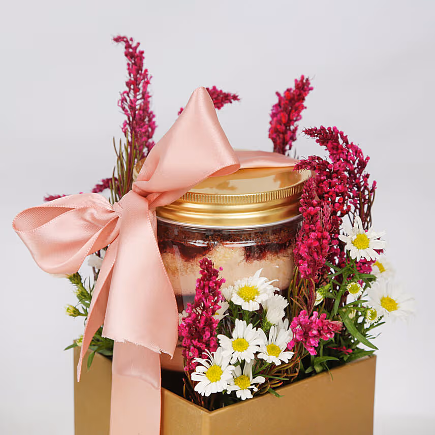 Flowers and Jar Cake Combo