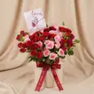 Endless Love Story: Elegant Red and Pink Spray Roses in Designer Vase - Arrangements