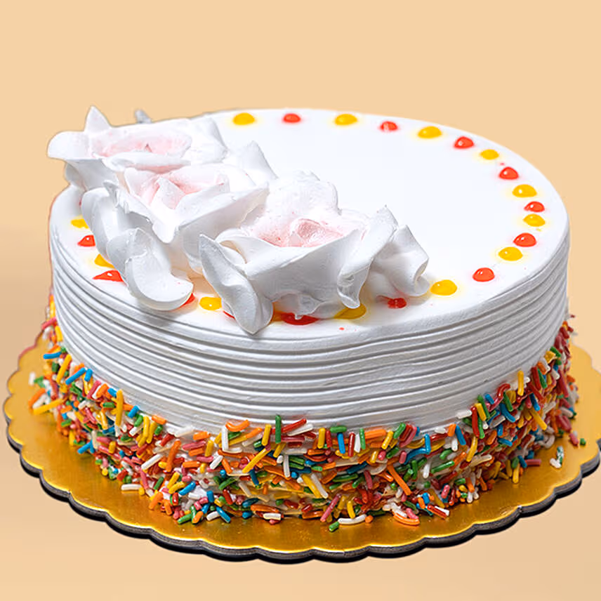 Creamy Flowers Vanilla Cake - Half Kg