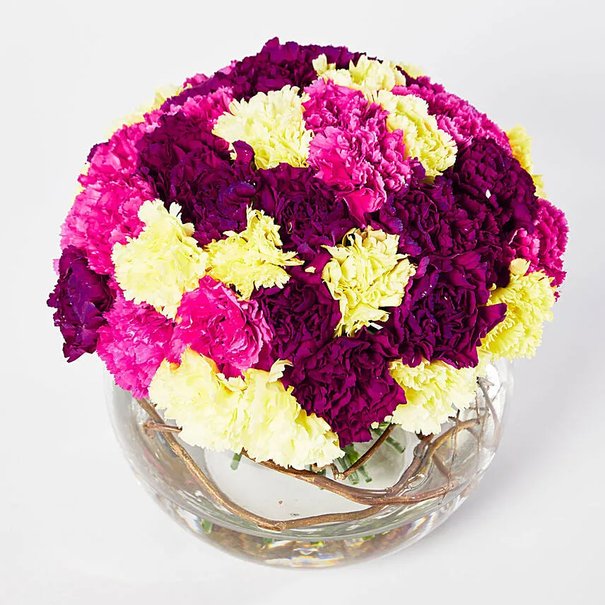 Beautiful Mixed Carnations Bowl Arrangement