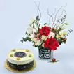 Celebrate New Year 2025 with Elegant Flower Vase & Decadent Chocolate Cake