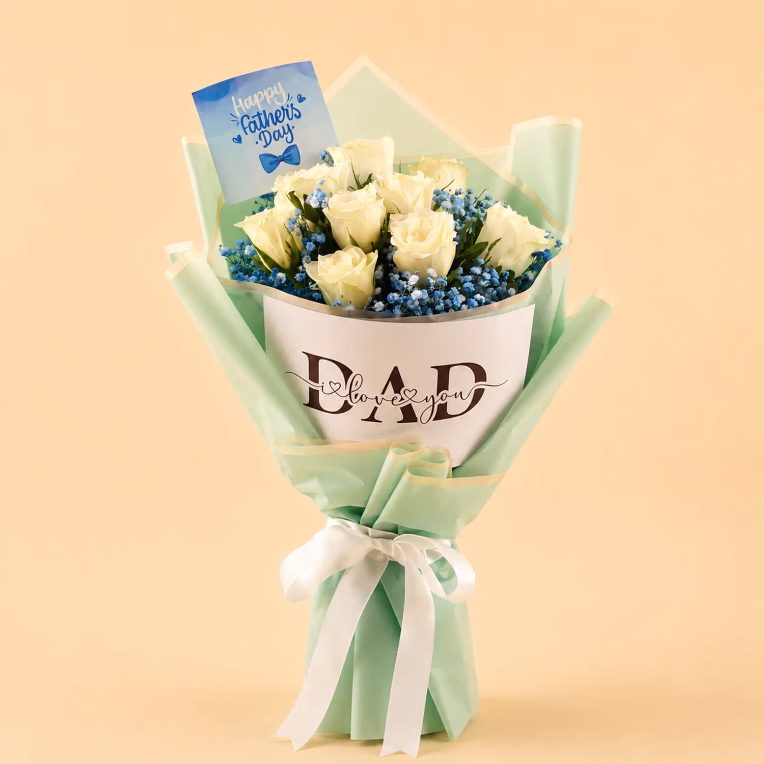 Father's Day Chocolate and White Roses Bouquet