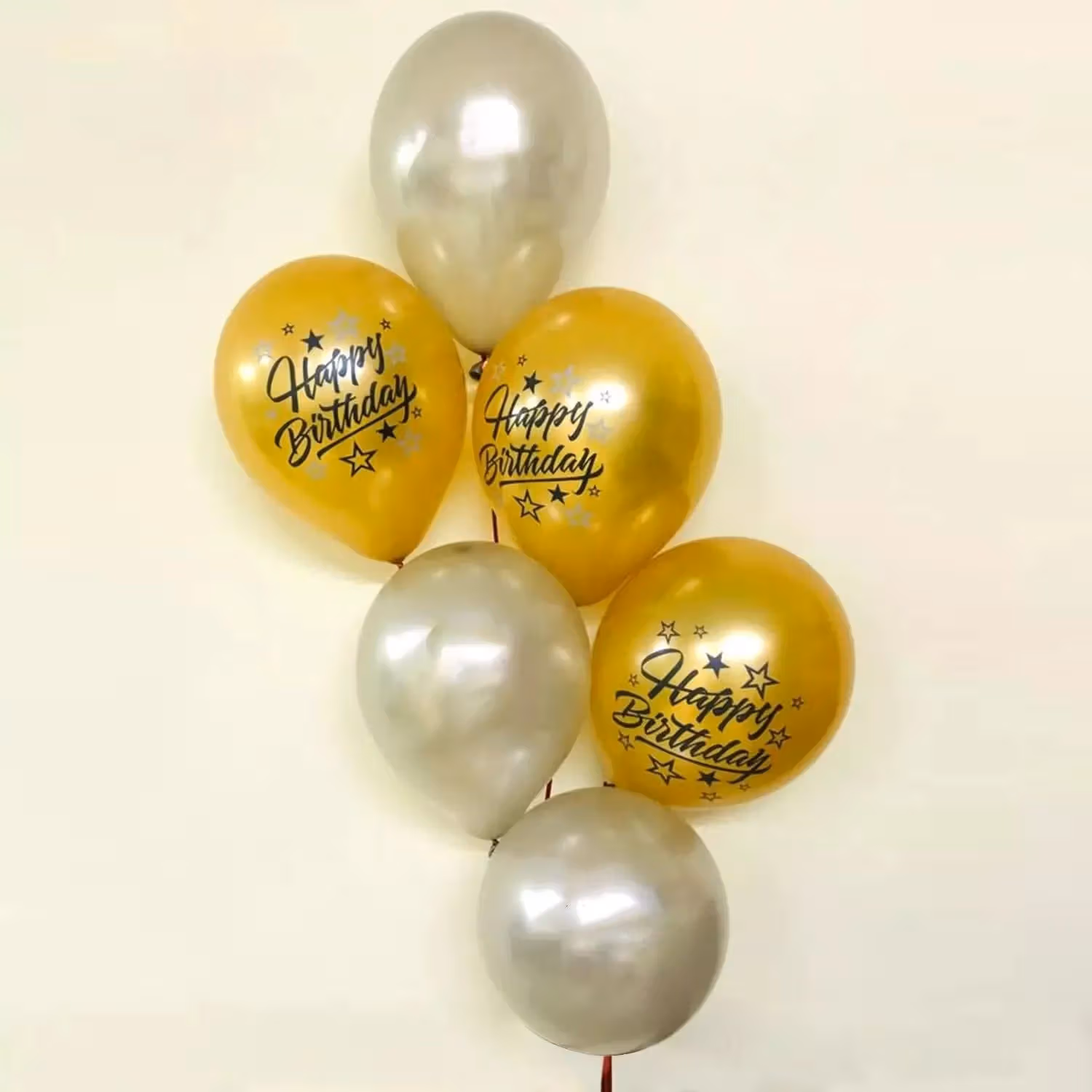 Elegant Silver and Gold Birthday Balloons - Helium Filled Set