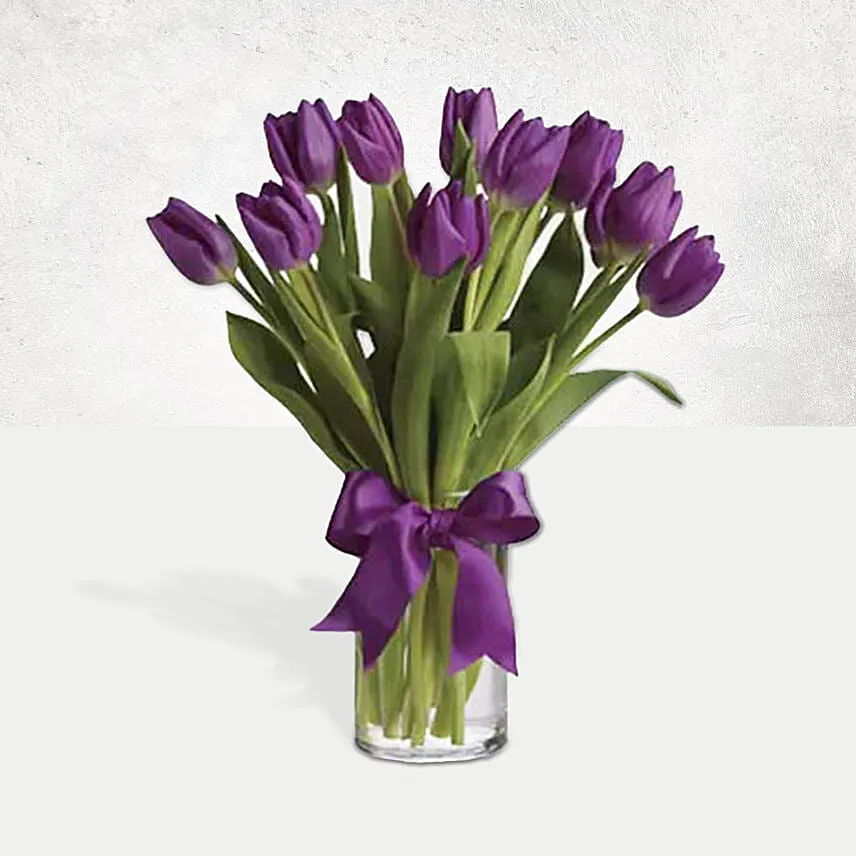 Mango Mousse Cake & Royal Purple Tulips