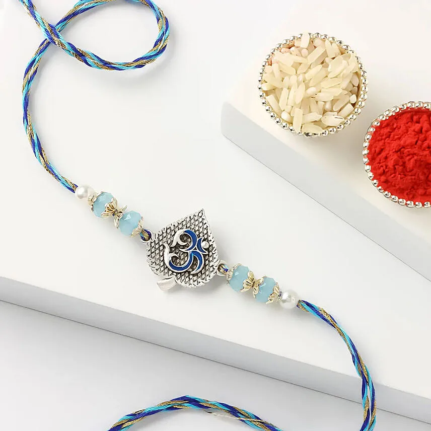 Blue Serenity Om Rakhi with Almonds