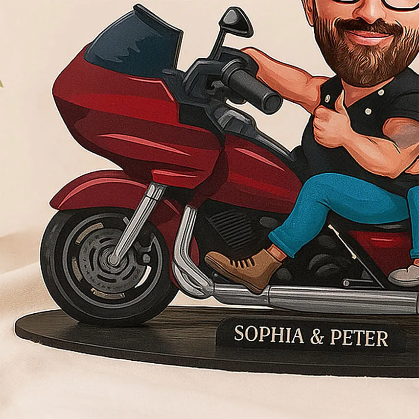 Custom Couple on Motorcycle Caricature Art