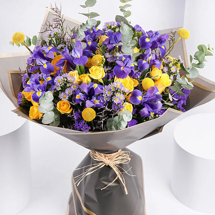 Premium Bouquet of Iris with Roses