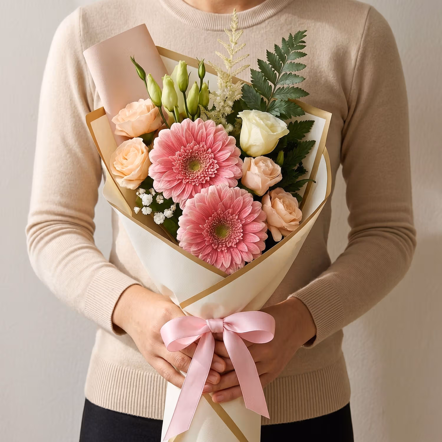 Dignified Mixed Flowers Hand Bouquet