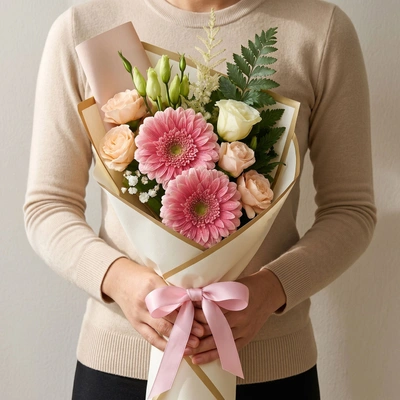 Dignified Mixed Flowers Hand Bouquet