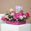 Charming It's a Girl Flower Arrangement in Wooden Box