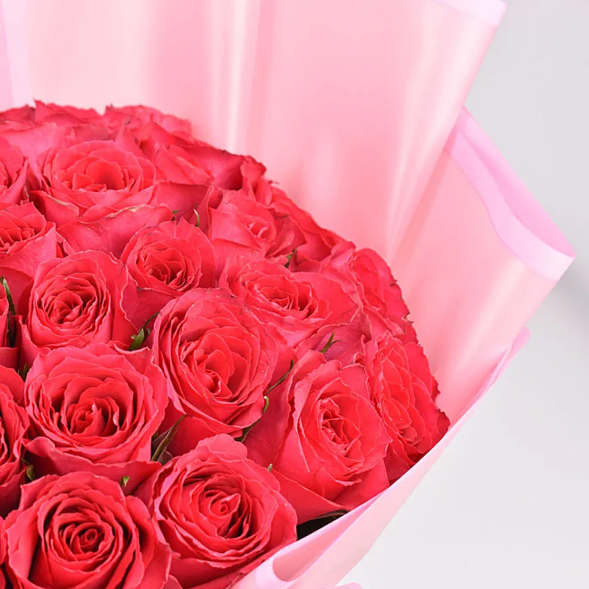 35 Dark Pink Roses Designer Bouquet