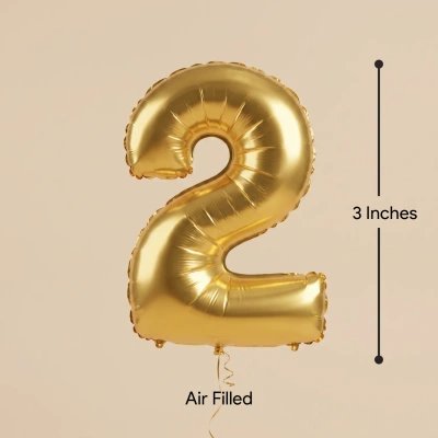 Giant Gold Foil Number 2 Balloon - 18 Inches (Air Filled)