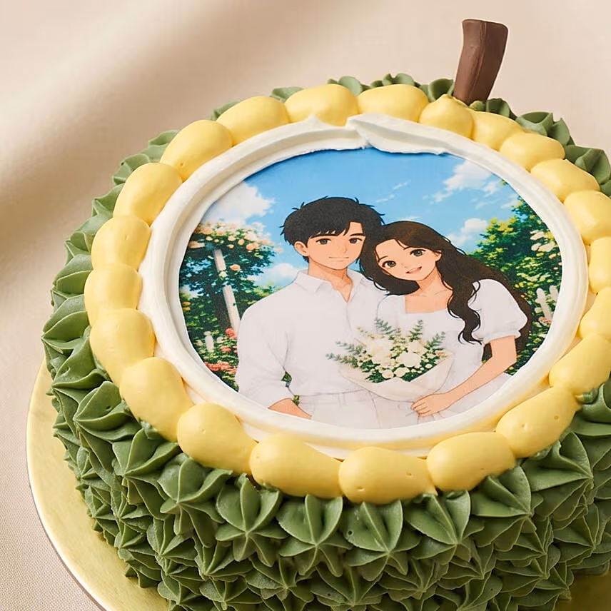 Personalised Vanilla Musang King Durian Ghibli Photo Cake