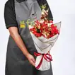 Elegant Live Bouquet with Red Roses and Gold Eucalyptus