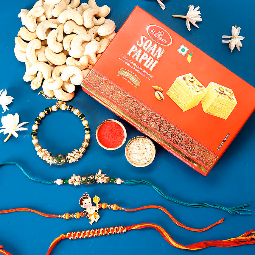 Sneh Enchanting Rakhis With Soan Papdi & Cashews