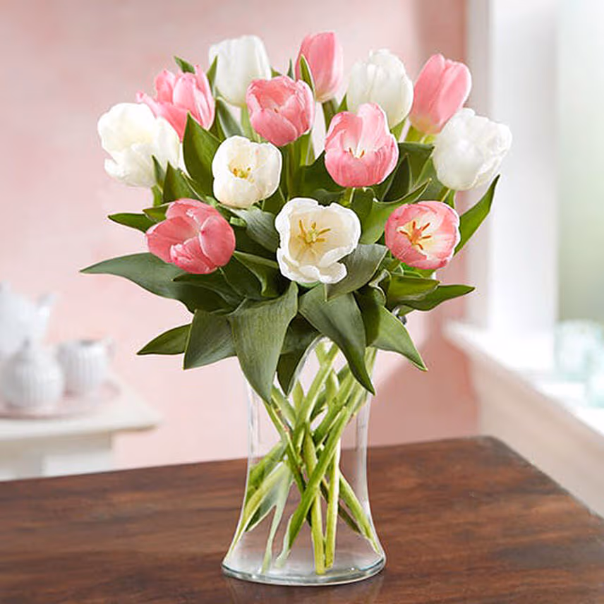 Serene 15 Mixed Tulips Arrangement Greeting Card