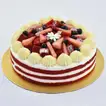Delightful Red Velvet Cake with Cream Cheese & Fresh Fruits