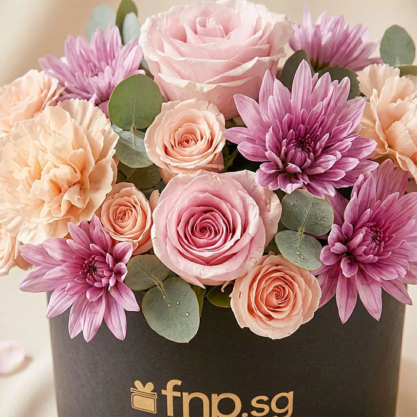 Elegant Flower Arrangement in a Black Box