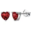 Elegant Heart Glow Silver Earrings with Red Crystals