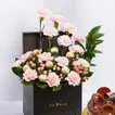 Elegant Affairs of Hearts Arrangement with Gourmet Truffle Cake