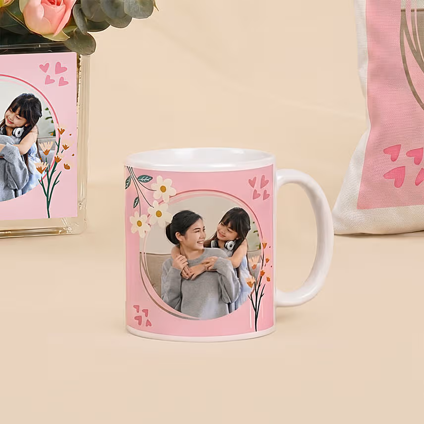 Personalised Flowers Vases Cushion & Mug for Mom
