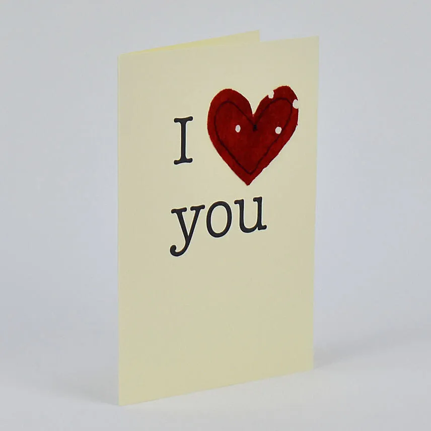 Love You Red Heart Handmade Greeting Card