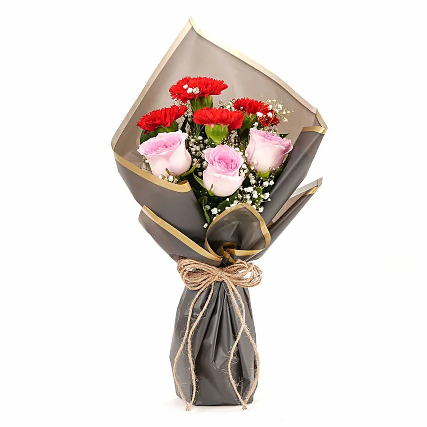 Pink Roses and Carnation Bouquet