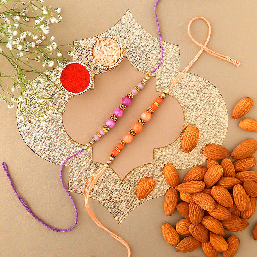 Sneh Peach Rakhi Set & Almonds