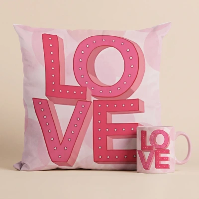 Personalized Love Printed Cushion & Mug Set - Perfect Gift for Loved Ones